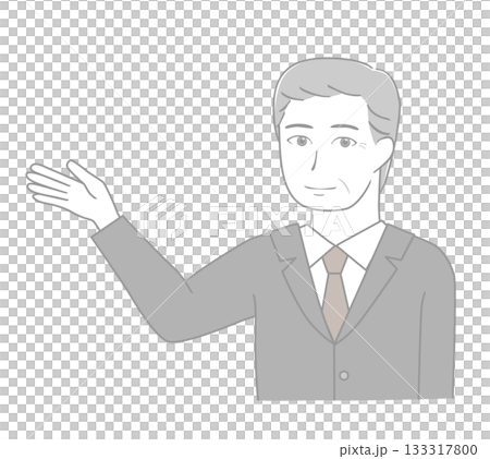 案内するスーツのシニア男性 案内するスーツのシニア男性 133317800