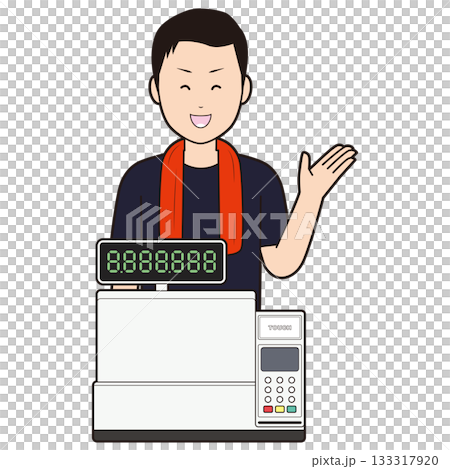 Register and male restaurant staff ⑧ 133317920