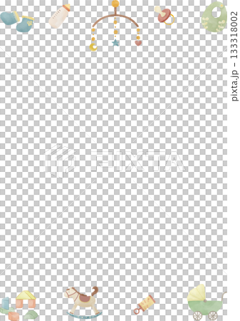 水彩風格嬰兒用品邊框插圖 133318002