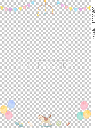 水彩風ベビー用品フレームイラスト 水彩風ベビー用品フレームイラスト 133318004