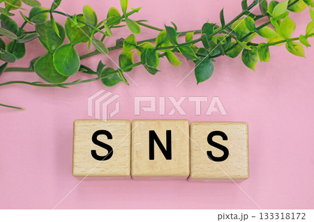 SNSと書かれたブロック 133318172