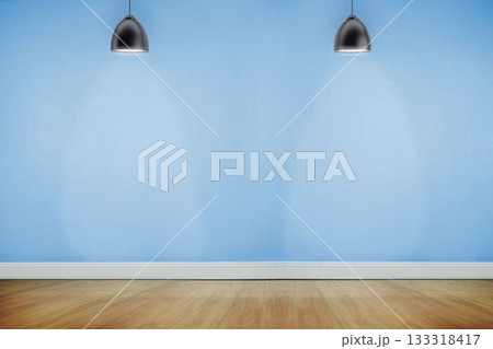 Room with wooden floor lighted with spotlights Room with wooden floor lighted with spotlights 133318417