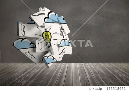 Light bulb graphic on abstract screen in room 133318452