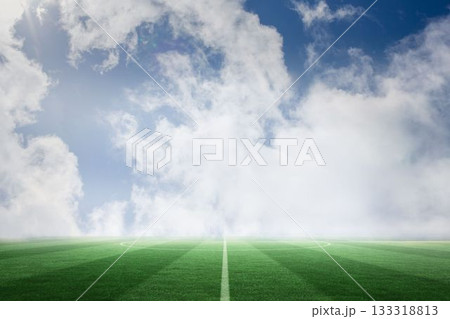 Football pitch under blue sky 133318813