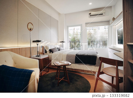 Bright contemporary modern home with spacious living area, and a welcoming tones, calm, stylish interior perfect for home decor modeling. Bright contemporary modern home with spacious living area, and a welcoming tones, calm, stylish interior perfect for home decor modeling. 133319082