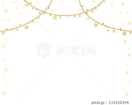 金色・星のガーランドのフレーム 金色・星のガーランドのフレーム 133320104