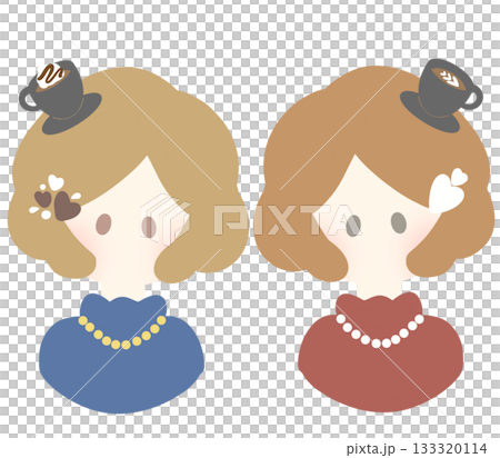 Illustration of a girl with a coffee motif Illustration of a girl with a coffee motif 133320114