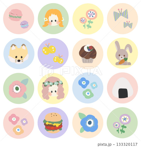 春のアイコンセット 133320117