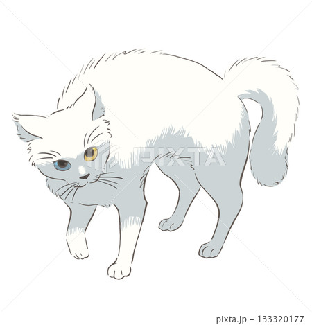 やんのかステップをする白猫のイラスト やんのかステップをする白猫のイラスト 133320177