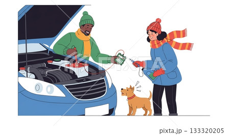 冬のバッテリー上がり、協力して解決！ 133320205