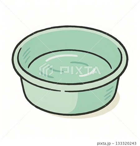 シンプルな青色の洗面器アイコンイラスト シンプルな青色の洗面器アイコンイラスト 133320243