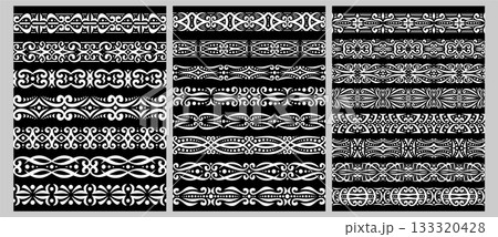 Vector set of white Seamless Borders Vector set of white Seamless Borders 133320428