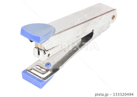 Dirty old stapler on white background 133320494