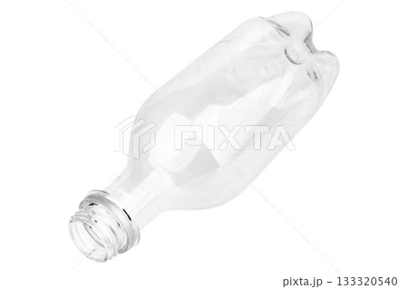 Plastic water bottle on white background 133320540