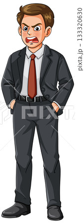 Angry Businessman in Suit with Hands in Pockets 133320630