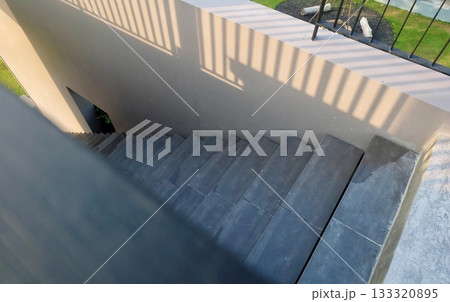 High Angle View of Modern Outdoor Concrete Staircase High Angle View of Modern Outdoor Concrete Staircase 133320895