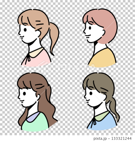 微笑女性側臉插圖集 133321244