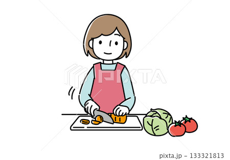 野菜を切る女性 野菜を切る女性 133321813