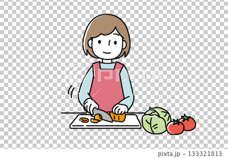 野菜を切る女性 野菜を切る女性 133321813