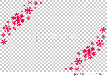 鮮やかなピンク色の斜めの雪の結晶のイラスト 133321823