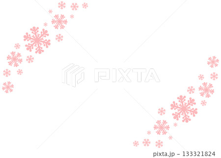 ピンク色の斜めの雪の結晶のイラスト 133321824