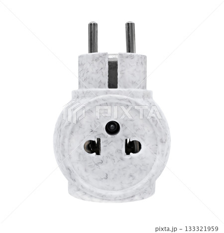 Electrical adapter plug isolated on white background. Electrical adapter plug isolated on white background. 133321959
