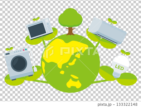 SDGs 12: Living an eco-friendly life - Illustration of using energy-saving appliances for the sake of the Earth SDGs 12: Living an eco-friendly life - Illustration of using energy-saving appliances for the sake of the Earth 133322148
