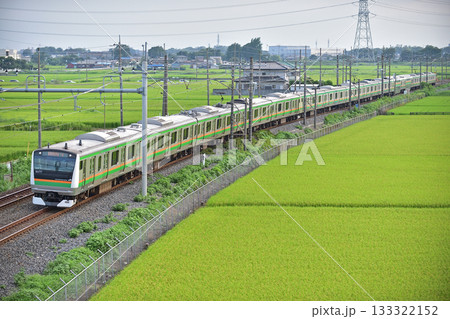 東北本線　東鷲宮ー栗橋　JR東日本　E233系3000番台　U218編成（小山） 133322152