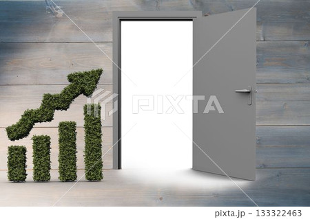 Graph by open door against textured background 133322463