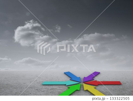 Colorful arrows in a desert landscape Colorful arrows in a desert landscape 133322505