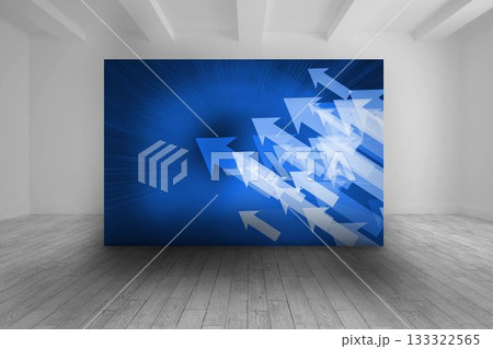 White room with blue picture of arrows White room with blue picture of arrows 133322565