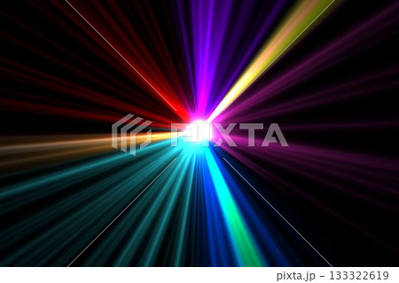 Bright colourful laser beams shining Bright colourful laser beams shining 133322619