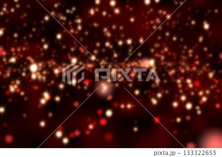 Cluster of bokeh light spots is casting abstract glow across deep red flat design backdrop 133322655