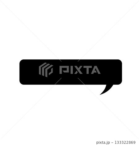 Black speech bubble icon is floating at center on plain white background, minimalist flat design 133322869