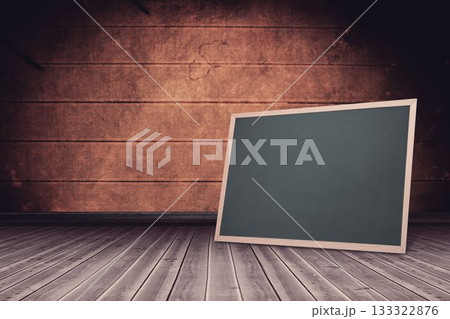 Black board on wooden floor Black board on wooden floor 133322876