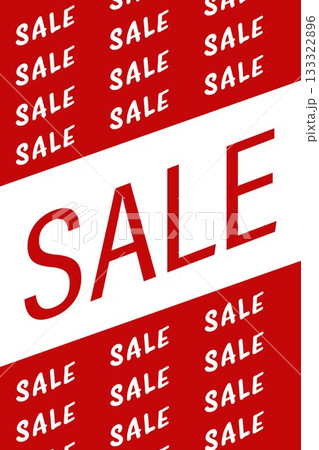flat design graphic is featuring bold red and white diagonal bands with oversized red SALE text flat design graphic is featuring bold red and white diagonal bands with oversized red SALE text 133322896