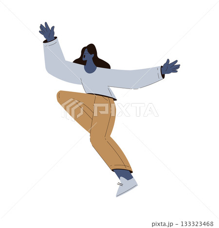 Scared Woman Character Run and Escape Afraid of Something Vector Illustration 133323468