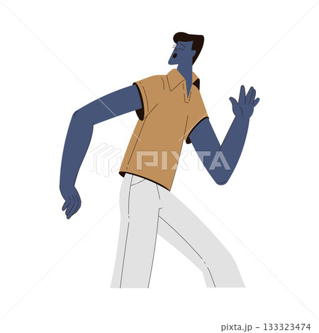Scared Man Character Run and Escape Afraid of Something Vector Illustration Scared Man Character Run and Escape Afraid of Something Vector Illustration 133323474