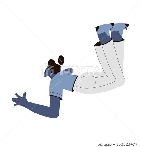 Scared Woman Character Float and Fly in the Air Suffer from Hurricane Vector Illustration 133323477