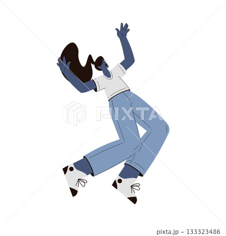 Scared Woman Character Run and Escape Afraid of Something Vector Illustration 133323486