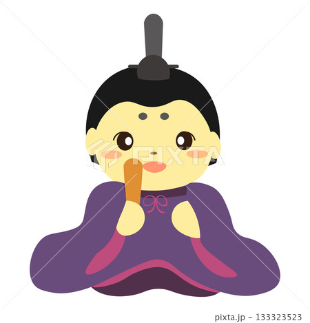 紫色の着物を着た雛人形の男雛のイラスト 紫色の着物を着た雛人形の男雛のイラスト 133323523