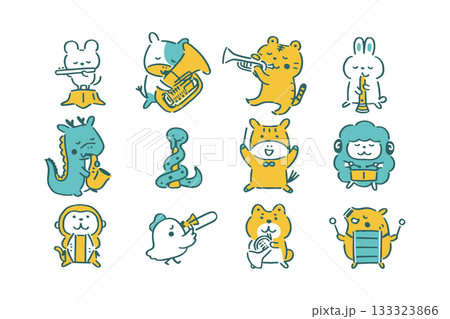 馬が指揮する十二支の動物たちの音楽隊② 133323866