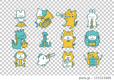 馬が指揮する十二支の動物たちの音楽隊② 133323866