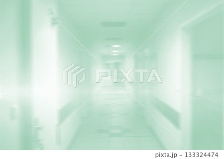 Digitally composite image of empty hospital corridor 133324474