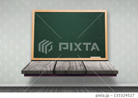 blackboard on a wooden shelf 133324527