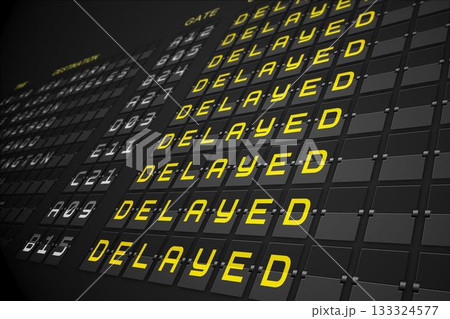 Departures list on black mechanical board 133324577