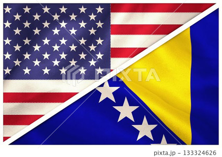 Flags of Bosnia and Herzegovina with American Flags of Bosnia and Herzegovina with American 133324626