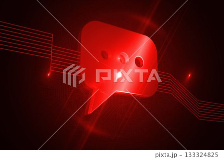 Shiny red message icon on black backgroundのイラスト素材 [133324825] - PIXTA