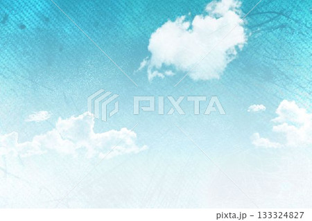Large white cumulus cloud is floating in flat design gradient blue sky, textured overlay Large white cumulus cloud is floating in flat design gradient blue sky, textured overlay 133324827