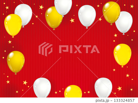 白と金の風船と赤の背景 133324857